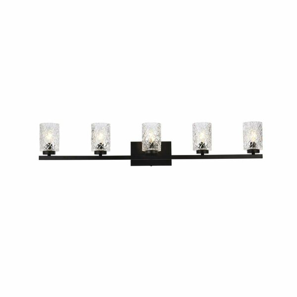 Cling Cassie 5 Lights Bath Sconce in Black with Clear Shade CL2571350